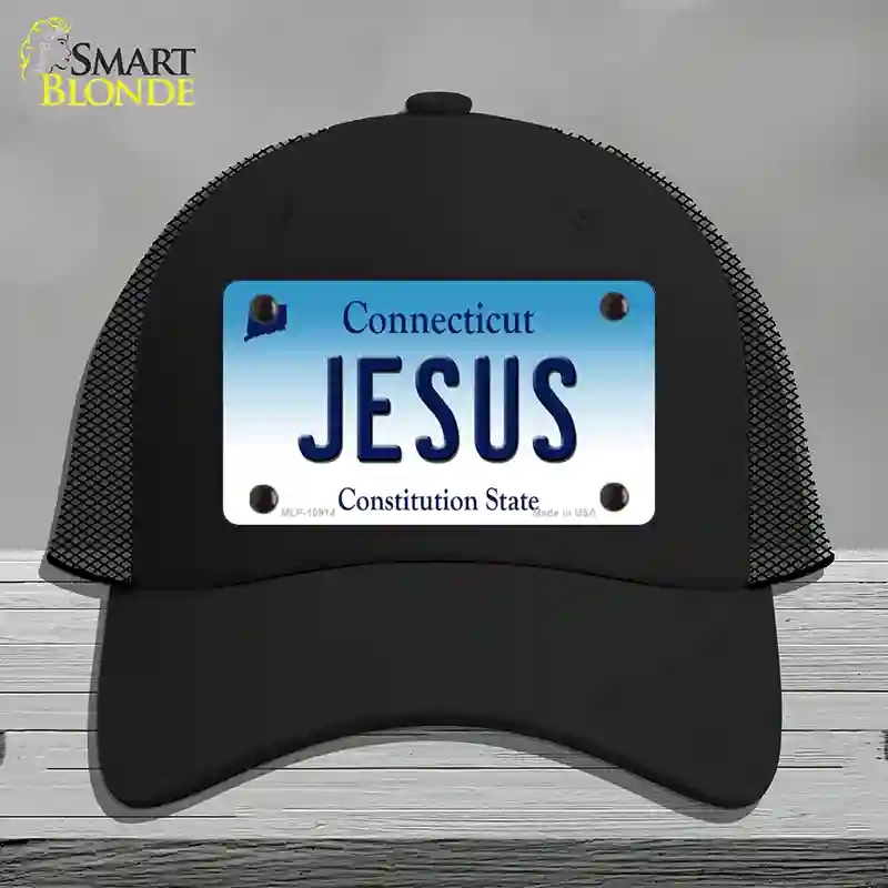 HAT01-MLP-10914 Jesus Connecticut Novelty License Plate Hat, Mesh - Black
