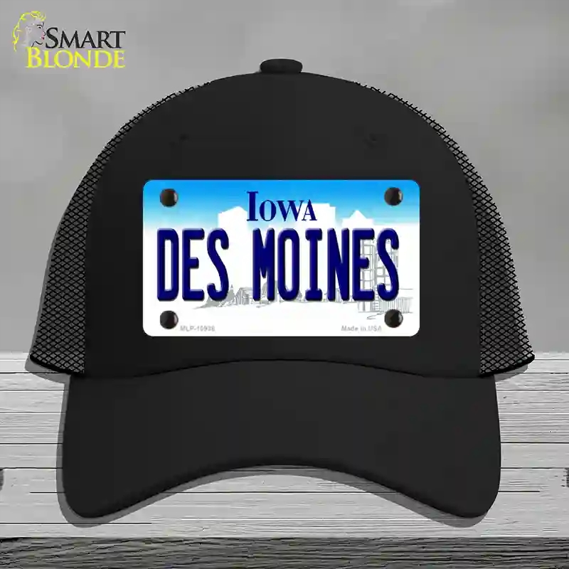 HAT01-MLP-10938 Des Moines Iowa Novelty License Plate Hat, Mesh - Black