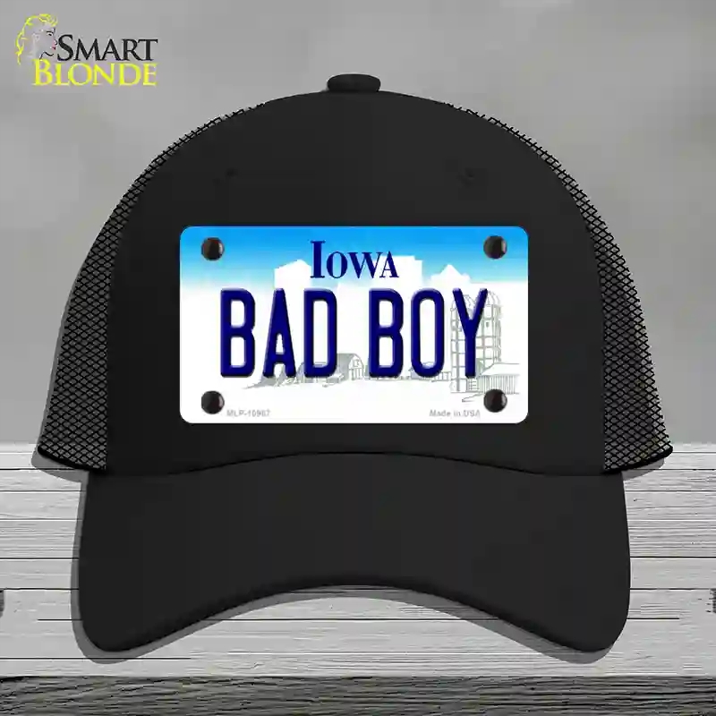 HAT01-MLP-10967 Bad Boy Iowa Novelty License Plate Hat, Mesh - Black