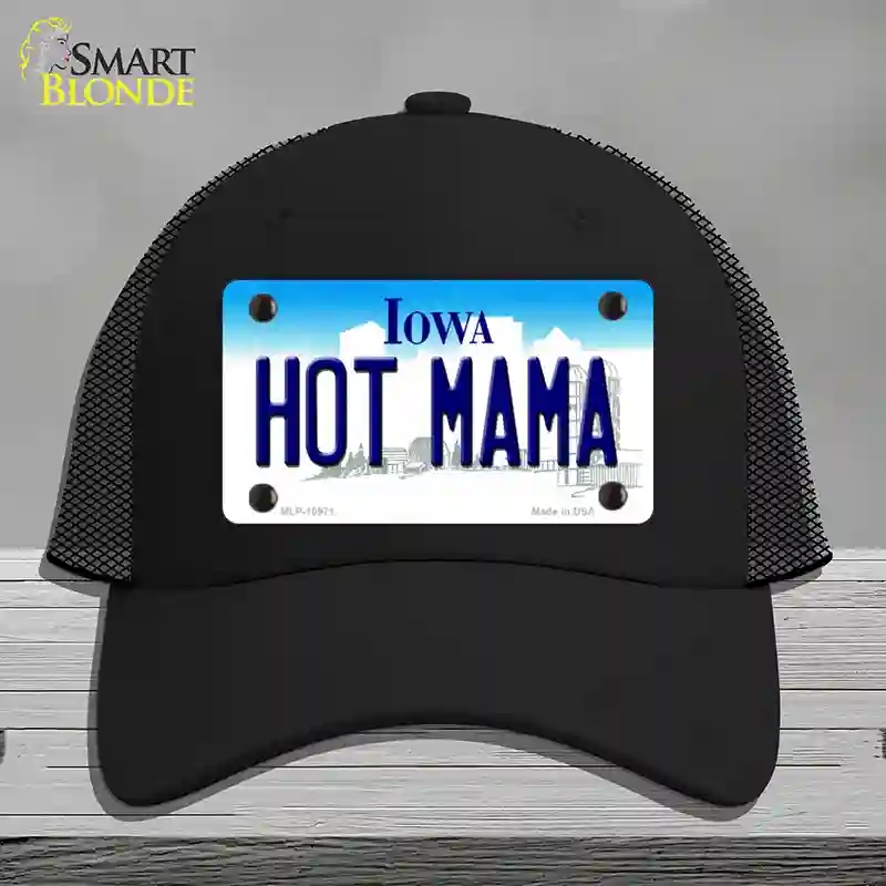 HAT01-MLP-10971 Hot Mama Iowa Novelty License Plate Hat, Mesh - Black