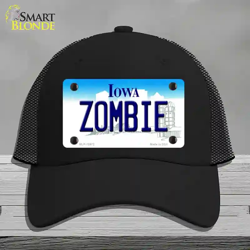 HAT01-MLP-10972 Zombie Iowa Novelty License Plate Hat, Mesh - Black