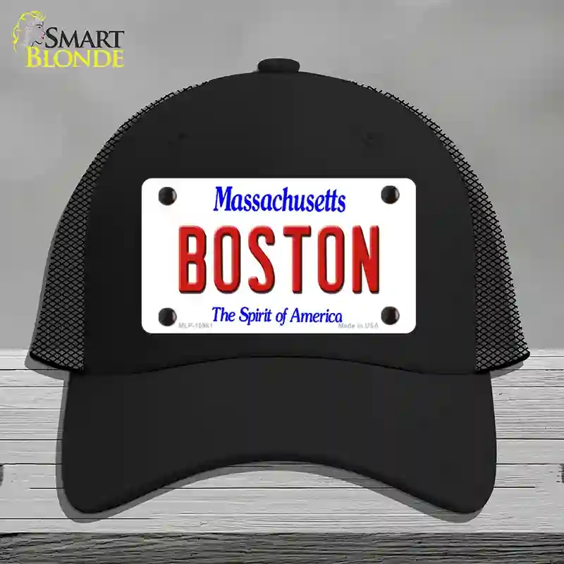 HAT01-MLP-10981 Boston Massachusetts Novelty License Plate Hat, Mesh - Black