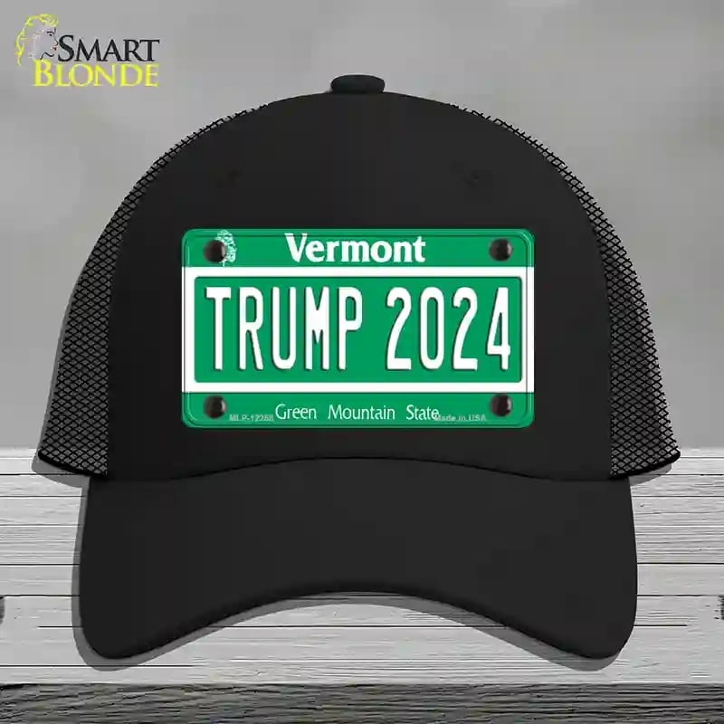 HAT01-MLP-12258 Trump 2024 Vermont Novelty License Plate Hat, Mesh - Black
