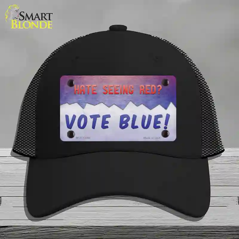 HAT01-MLP-12268 Hate Seeing Red Vote Blue Novelty License Plate Hat, Mesh - Black