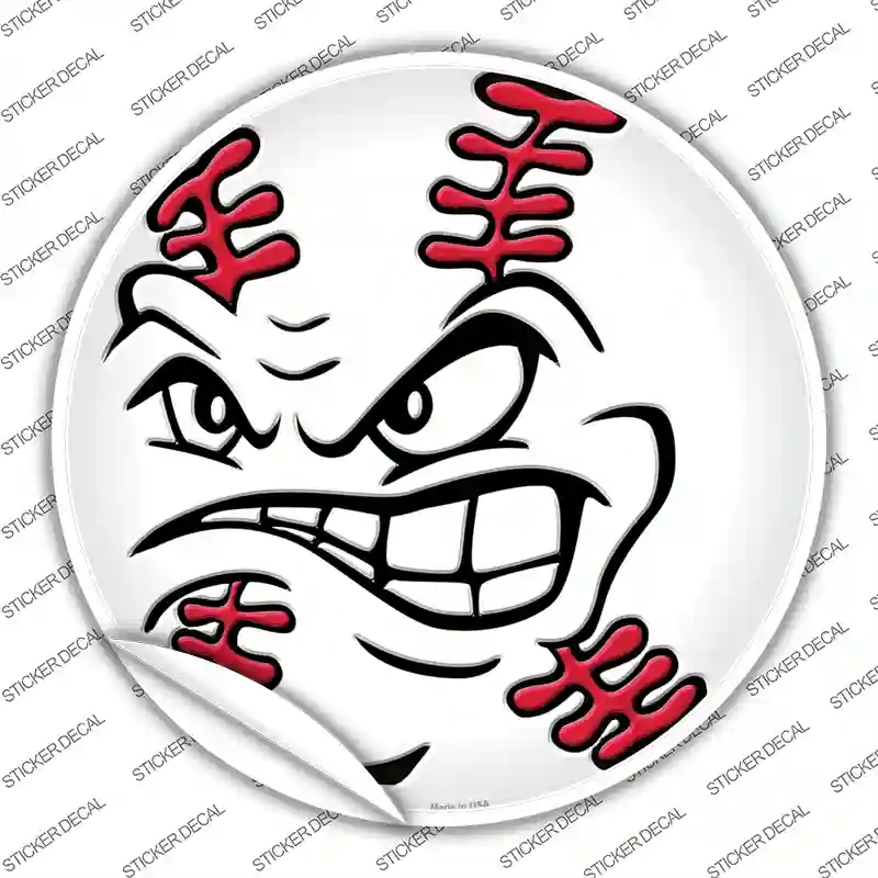 C-737s-S Angry Baseball Novelty Circle Sticker Decal, Small