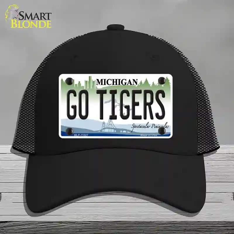 HAT01-MLP-11027 Go Tigers Michigan Novelty License Plate Hat, Mesh - Black