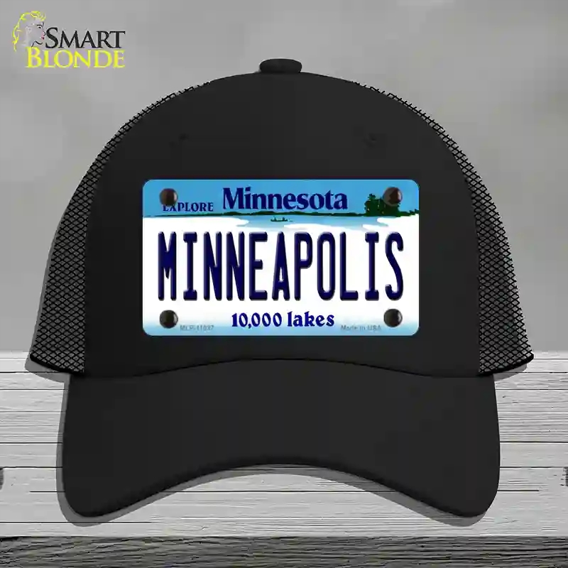 HAT01-MLP-11037 Minneapolis Minnesota State Novelty License Plate Hat, Mesh - Black