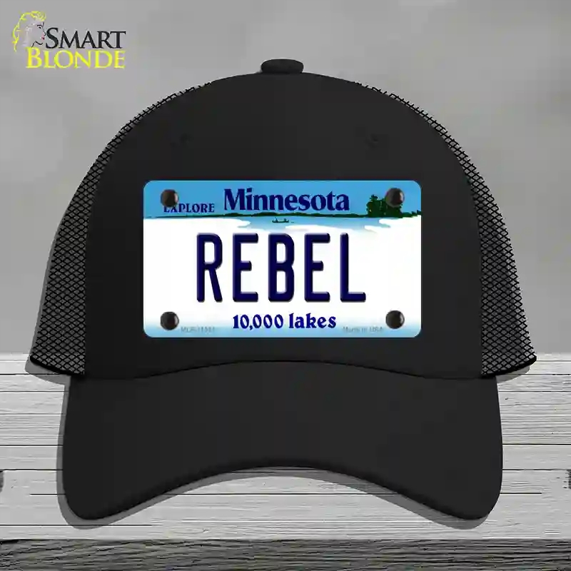 HAT01-MLP-11081 Rebel Minnesota State Novelty License Plate Hat, Mesh - Black