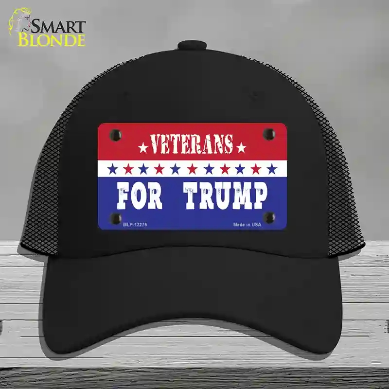 HAT01-MLP-12275 Veterans for Trump Novelty License Plate Hat, Mesh - Black