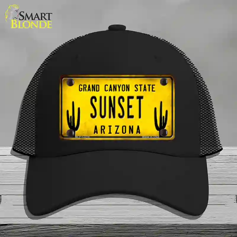 HAT01-MLP-12318 Arizona Sunset Novelty License Plate Hat, Mesh - Black