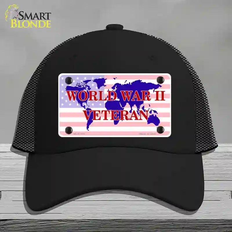 HAT01-MLP-119 WW II Veteran Novelty License Plate Hat, Mesh - Black