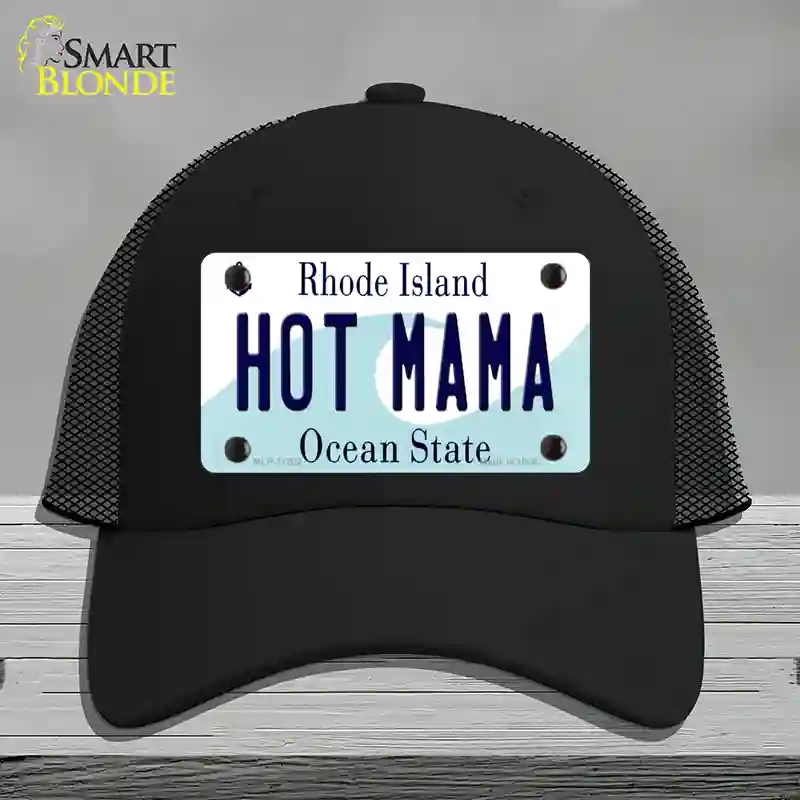 HAT01-MLP-11202 Hot Mama Rhode Island State Novelty License Plate Hat, Mesh - Black