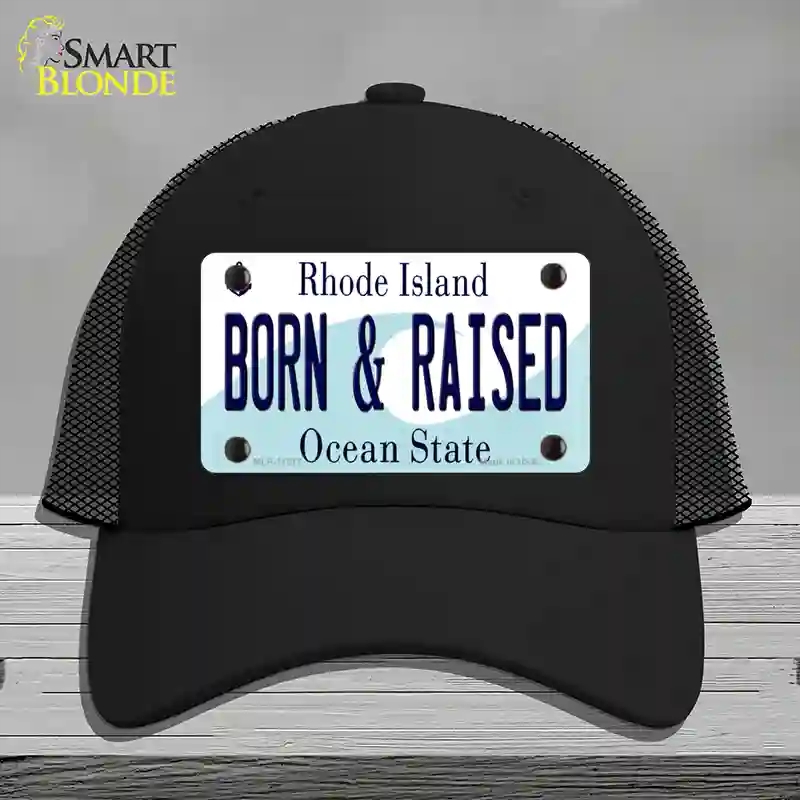HAT01-MLP-11217 Born & Raised Rhode Island State Novelty License Plate Hat, Mesh - Black
