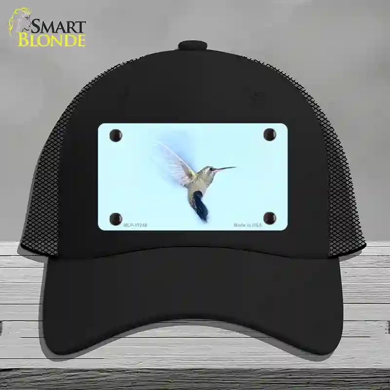 HAT01-MLP-11245 Hummingbird in Flight, Blue Novelty License Plate Hat - Mesh - Black