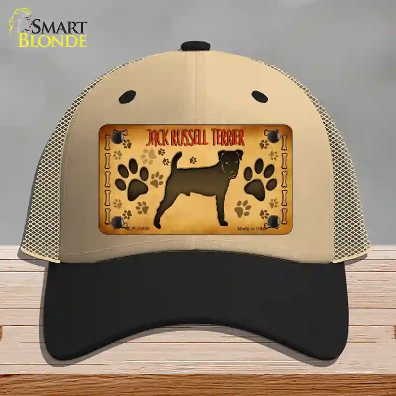 HAT02-MLP-10450 Jack Russell Terrier Novelty License Plate Hat, Mesh - Khaki & Black
