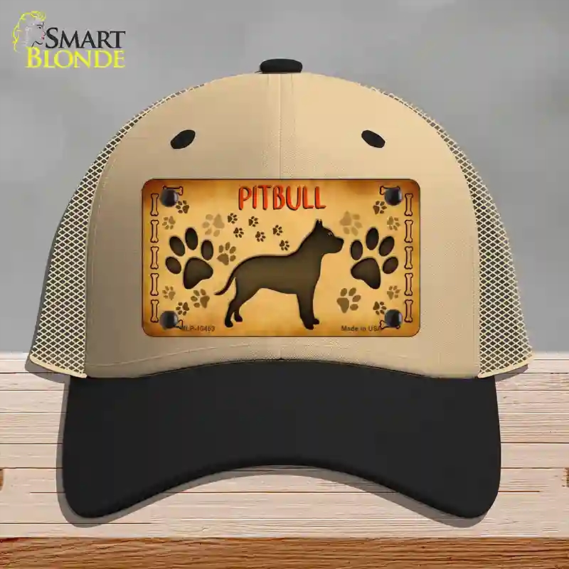 HAT02-MLP-10453 Pitbull Novelty License Plate Hat, Mesh - Khaki & Black