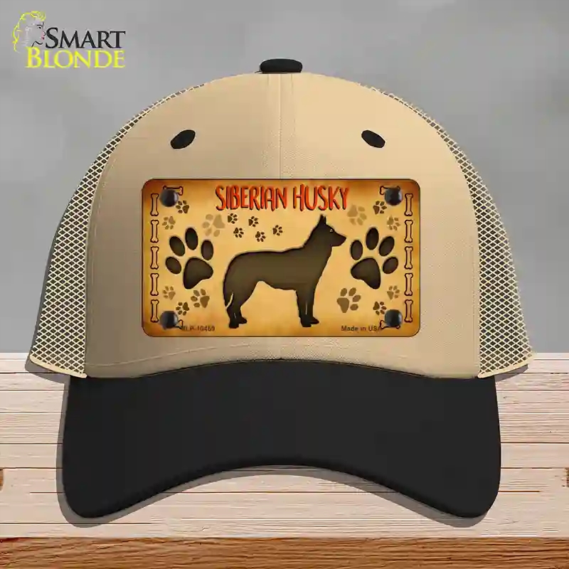 HAT02-MLP-10459 Siberian Husky Novelty License Plate Hat, Mesh - Khaki & Black
