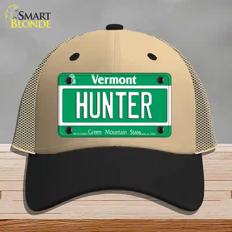 HAT02-MLP-10691 Hunter Vermont Novelty License Plate Hat, Mesh - Khaki & Black