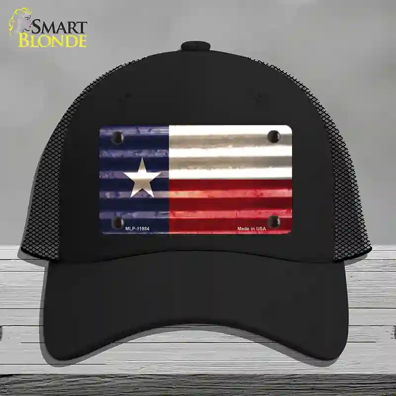 HAT01-MLP-11984 Texas Corrugated Flag Novelty License Plate Hat, Mesh - Black