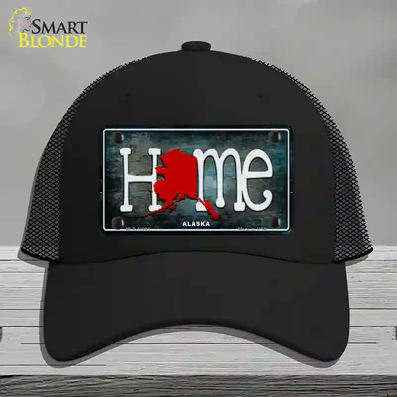HAT01-MLP-11993 Alaska Home State Outline Novelty License Plate Hat, Mesh - Black