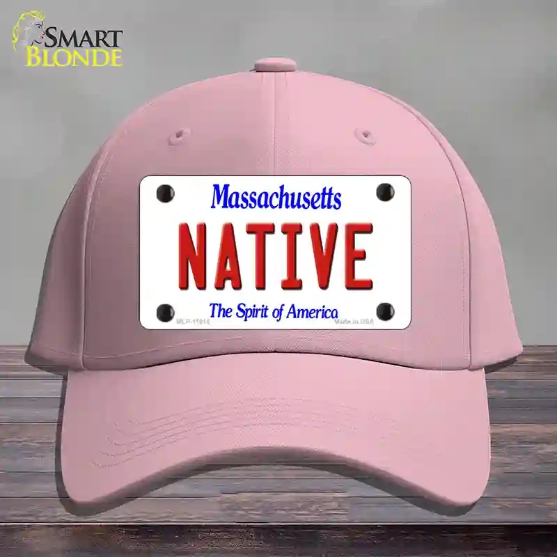 HAT05-MLP-11010 Native Massachusetts Novelty License Plate Hat, Cotton - Pink