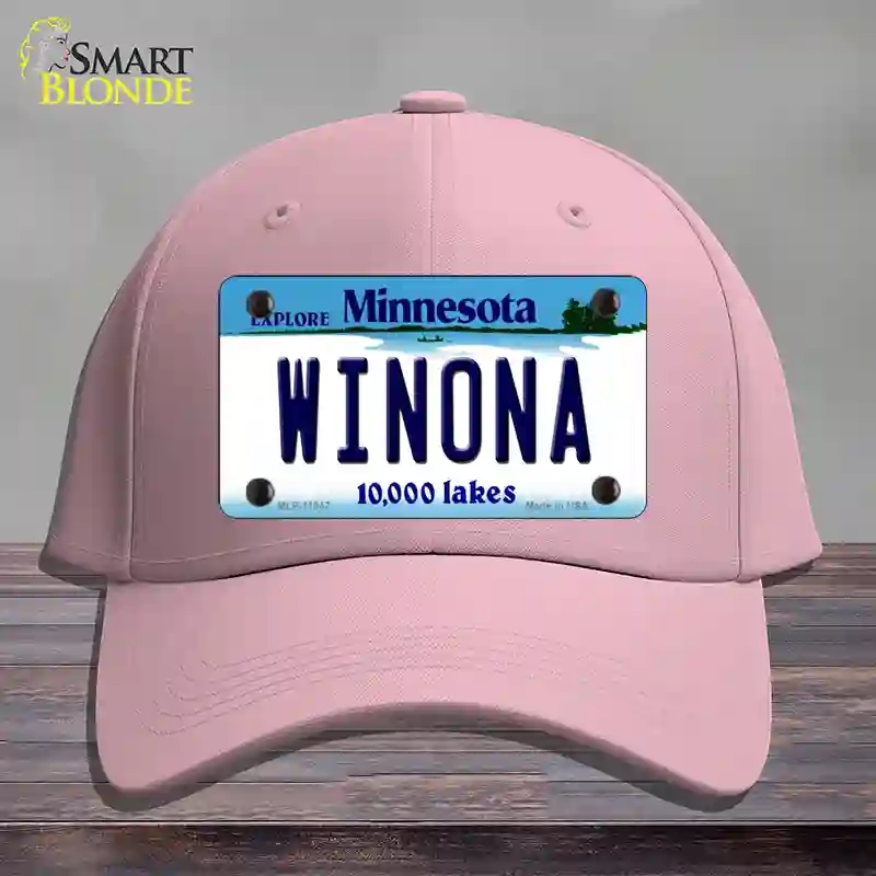 HAT05-MLP-11047 Winona Minnesota State Novelty License Plate Hat, Cotton - Pink