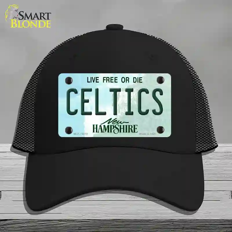 HAT01-MLP-12072 Celtics   Hampshire State Novelty License Plate Hat, Mesh - Black