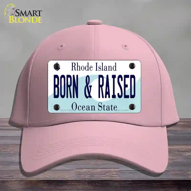 HAT05-MLP-11217 Born & Raised Rhode Island State Novelty License Plate Hat, Cotton - Pink