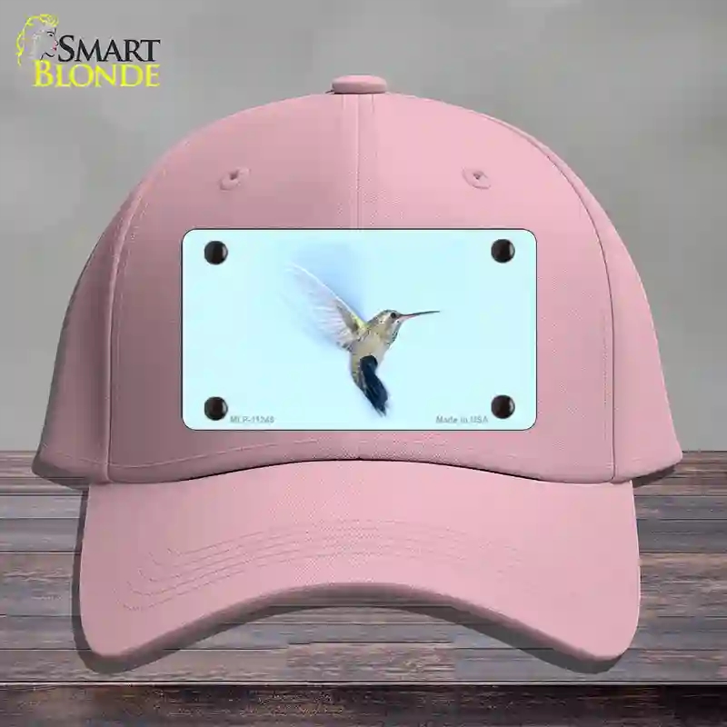 HAT05-MLP-11245 Hummingbird in Flight, Blue Novelty License Plate Hat - Cotton - Pink
