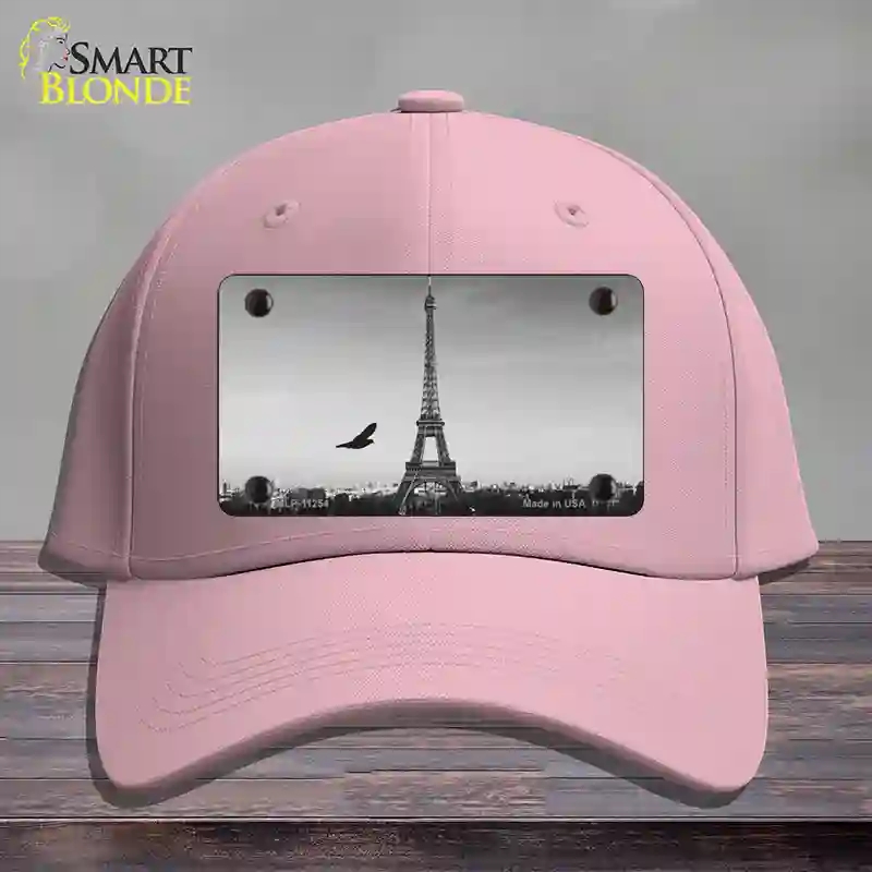 HAT05-MLP-11254 Eiffel Tower Black & White with Bird Novelty License Plate Hat, Cotton - Pink