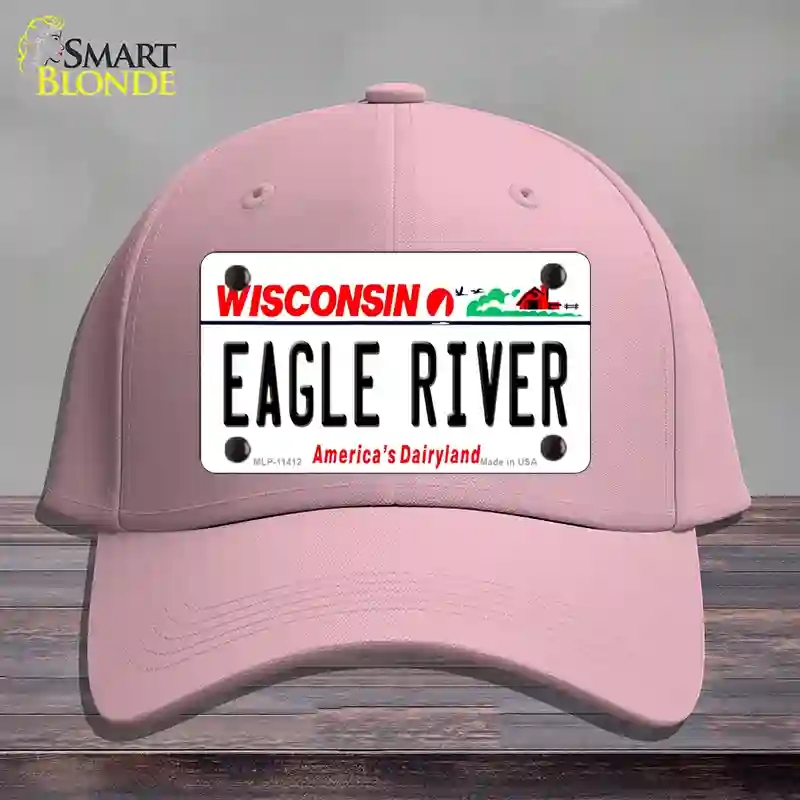 HAT05-MLP-11412 Eagle River Wisconsin Novelty License Plate Hat, Cotton - Pink