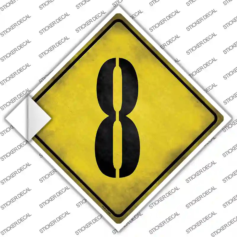 CX-305s-L Number 8 Xing Novelty Diamond Sticker Decal, Large