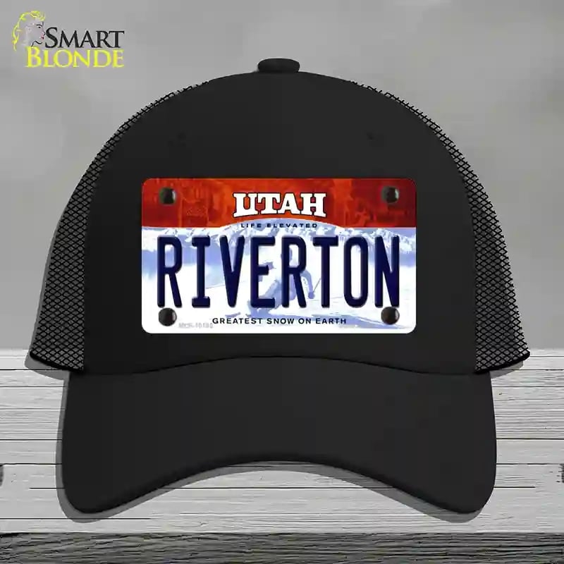 HAT01-MLP-10195 Riverton Utah Novelty License Plate Hat, Mesh - Black