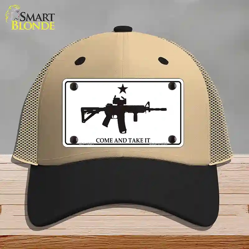 HAT02-MLP-12491 Come & Take It Novelty License Plate Hat, Mesh - Khaki & Black