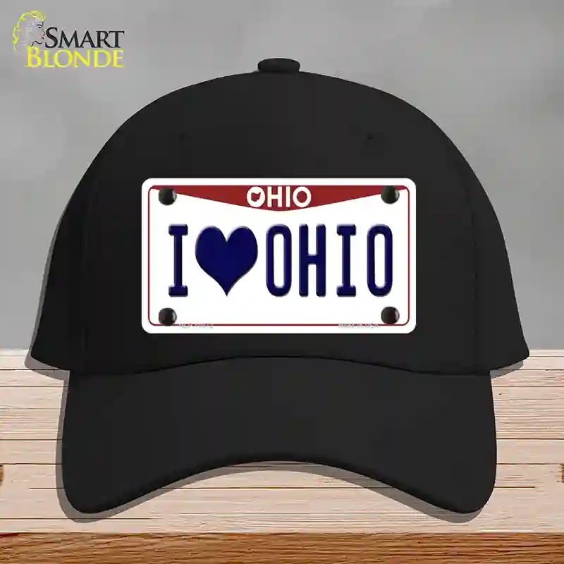HAT03-MLP-10072 I Love Ohio Novelty License Plate Hat, Cotton - Black