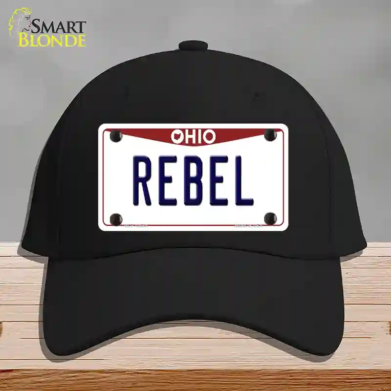 HAT03-MLP-10084 Rebel Ohio Novelty License Plate Hat, Cotton - Black