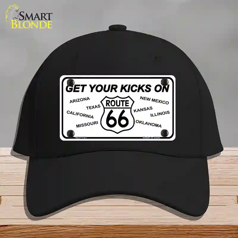HAT03-MLP-101 Get Your Kicks on 66 Novelty License Plate Hat, Cotton - Black