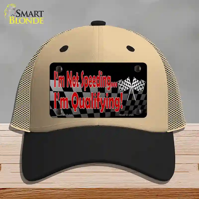 HAT02-MLP-048 Im Qualifying Novelty License Plate Hat, Mesh - Khaki & Black