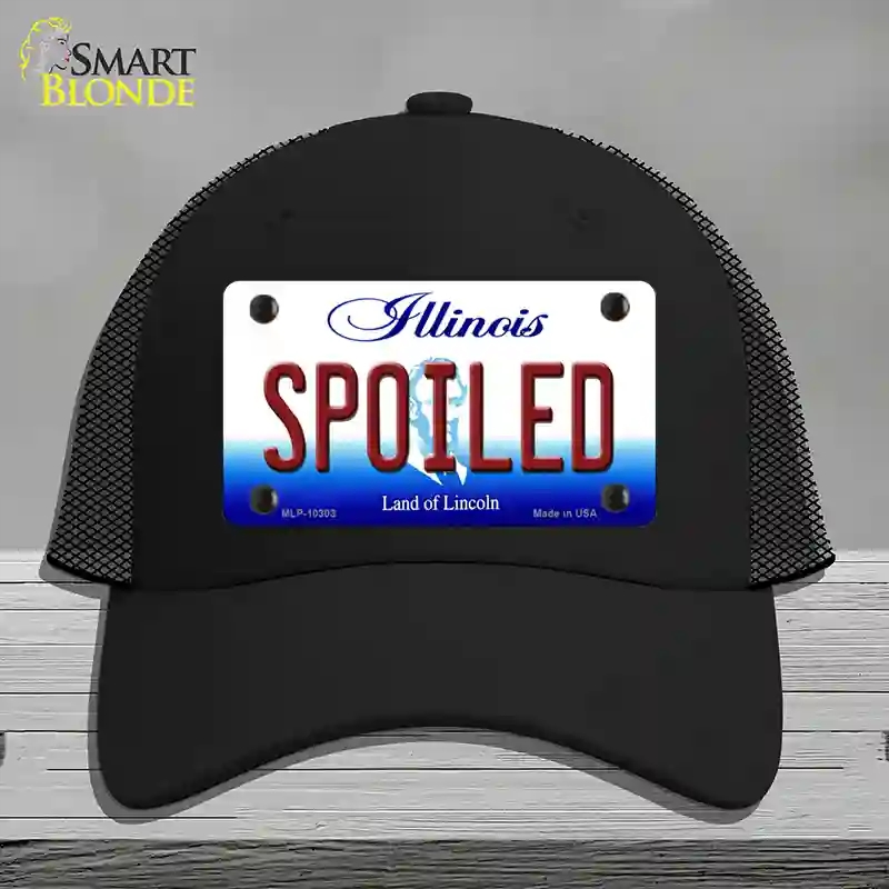 HAT01-MLP-10303 Spoiled Illinois Novelty License Plate Hat, Mesh - Black