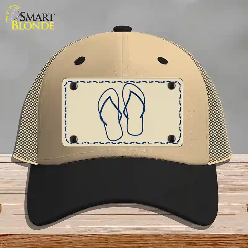 HAT02-MLP-1178 Flip Flops Novelty License Plate Hat, Mesh - Khaki & Black