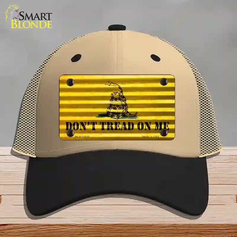 HAT02-MLP-11810 Dont Tread on Me Novelty License Plate Hat, Mesh - Khaki & Black