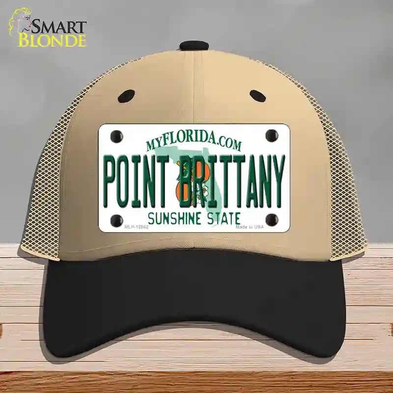 HAT02-MLP-12062 Florida Point Brittany Novelty License Plate Hat, Mesh - Khaki & Black