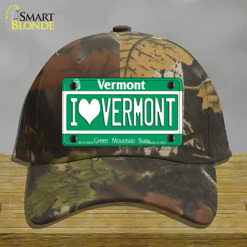 HAT06-MLP-10659 I Love Vermont Novelty License Plate Hat, Cotton - Camoflauge