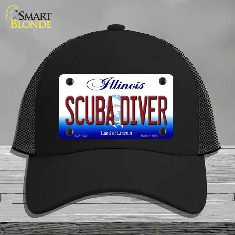 HAT01-MLP-10321 Scuba Diver Illinois Novelty License Plate Hat, Mesh - Black