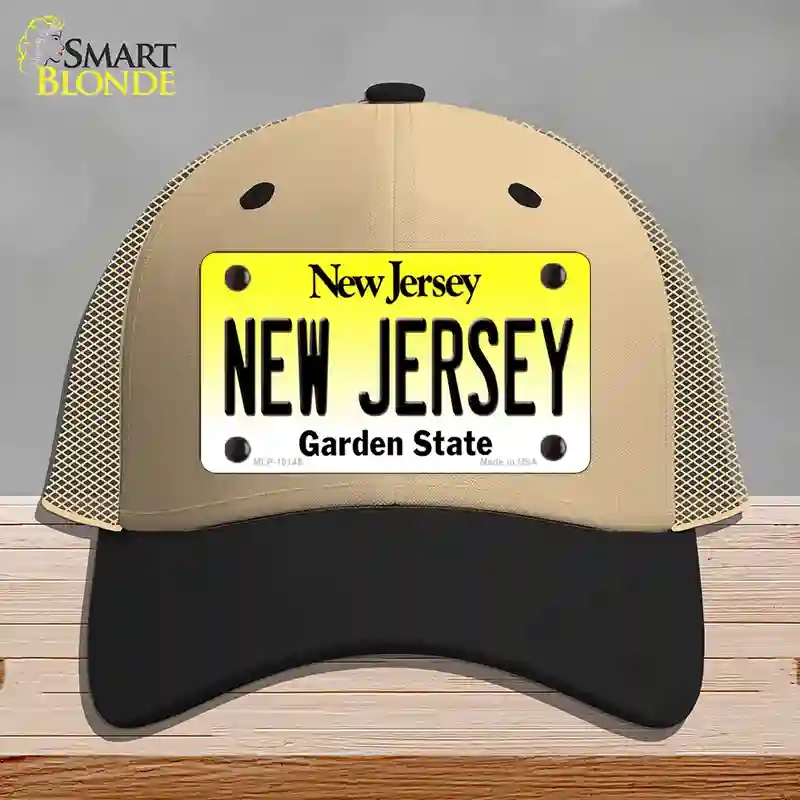 HAT02-MLP-10145   Jersey Garden State Novelty License Plate Hat, Mesh - Khaki & Black