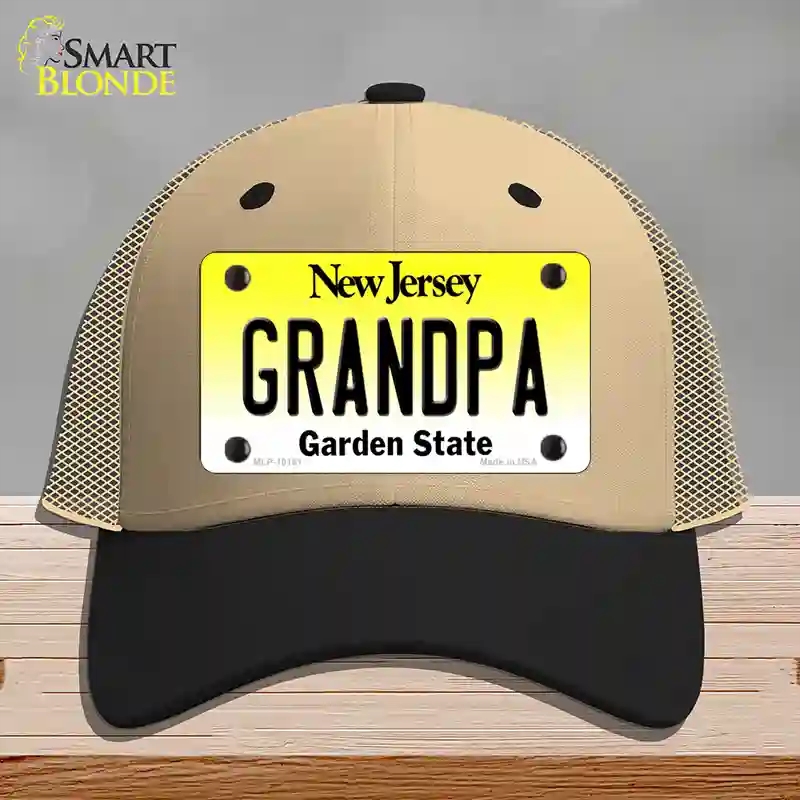 HAT02-MLP-10161 Grandpa   Jersey Novelty License Plate Hat, Mesh - Khaki & Black