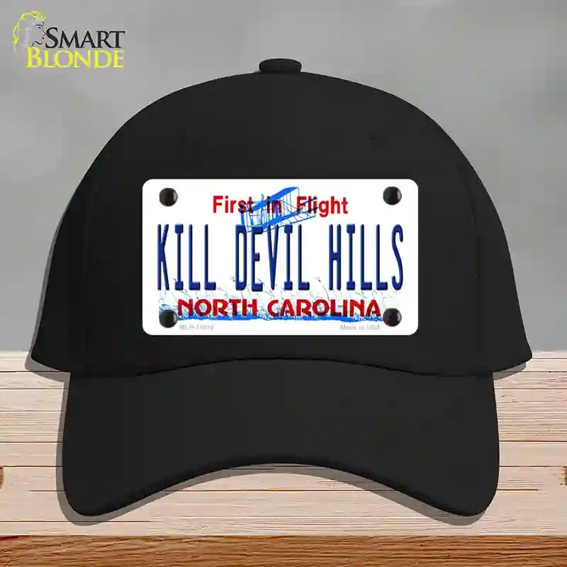 HAT03-MLP-11818 Kill Devil Hills North Carolina Novelty License Plate Hat, Cotton - Black