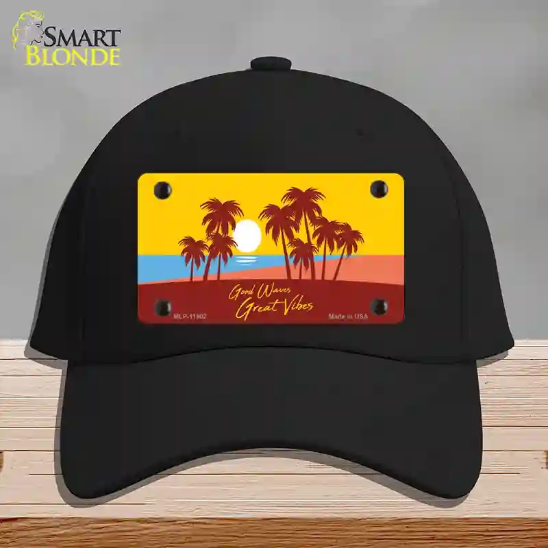 HAT03-MLP-11902 Good Waves Great Novelty License Plate Hat, Cotton - Black