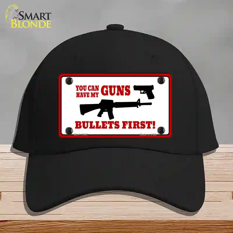 HAT03-MLP-11907 Bullets First Novelty License Plate Hat, Cotton - Black