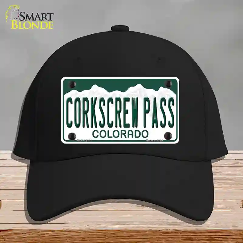 HAT03-MLP-12151 Corkscrew Pass Colorado Novelty License Plate Hat, Cotton - Black